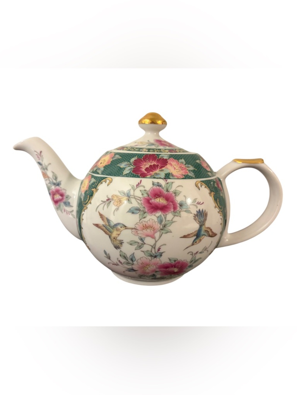 Vintage Otagiri Hummingbirds & Flowers Porcelain Teapot